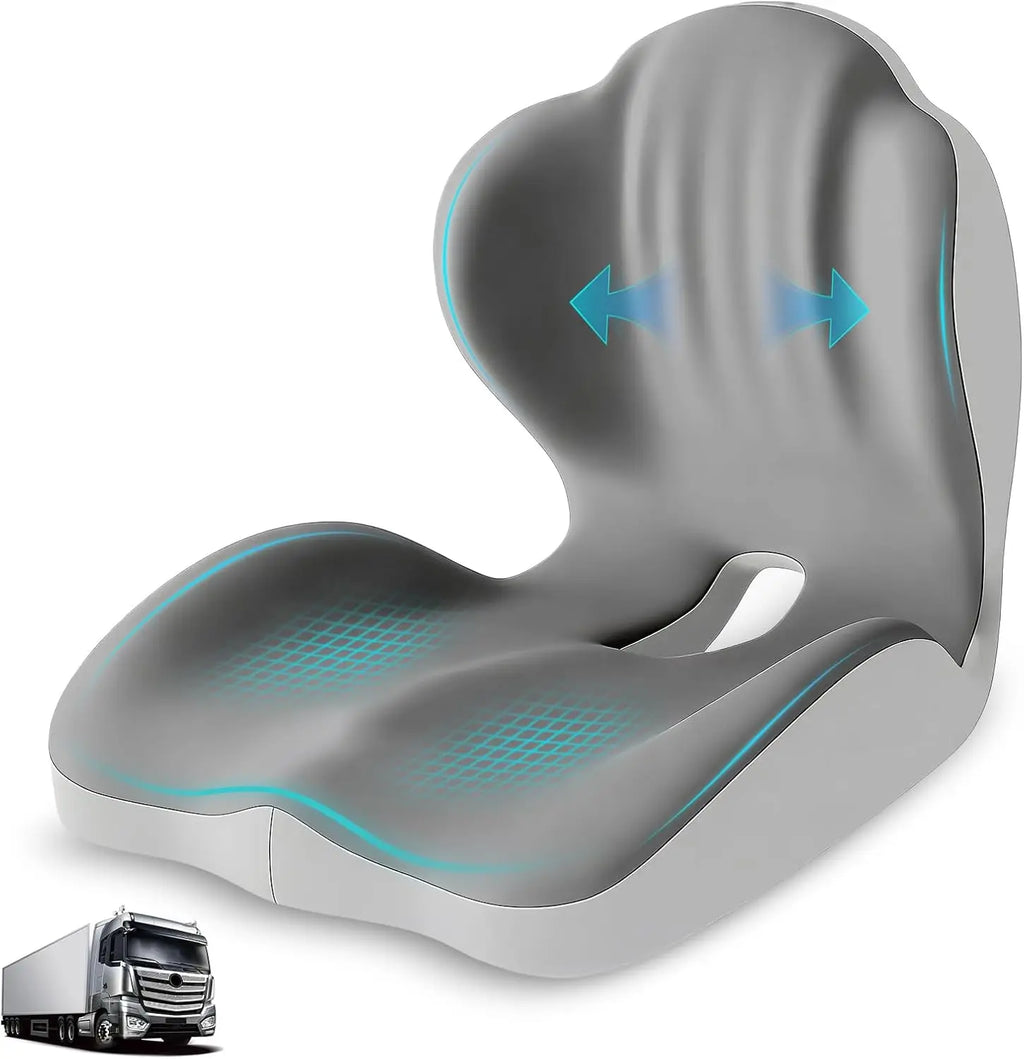 Memory Foam Seat Cushion | Lumbar Back Support | Office & Car / Cojín Ergonómico