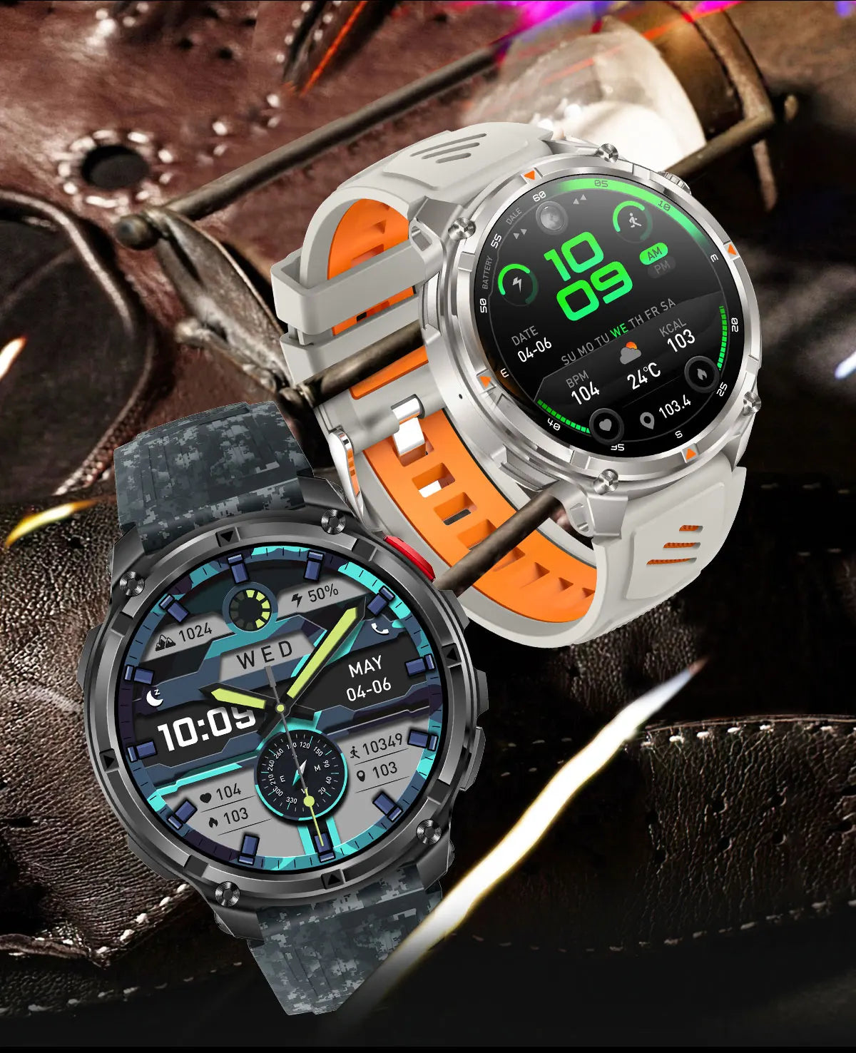 T-REX 3 | Smartwatch Militar 1100mAh | AMOLED 1.7", 10ATM, GPS, 170+ Modos, Linterna LED
