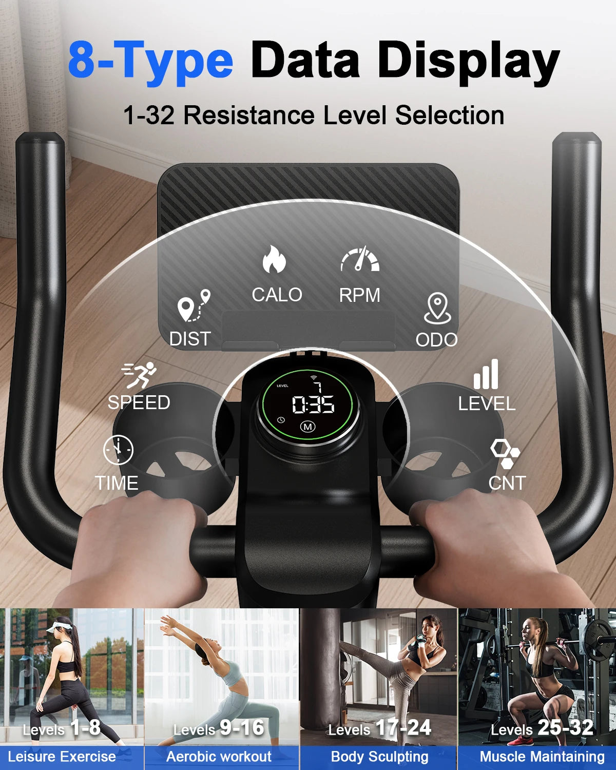 Stationary Exercise Bike | 32-Level Magnetic Resistance | Bluetooth & LCD Screen | Home Gym