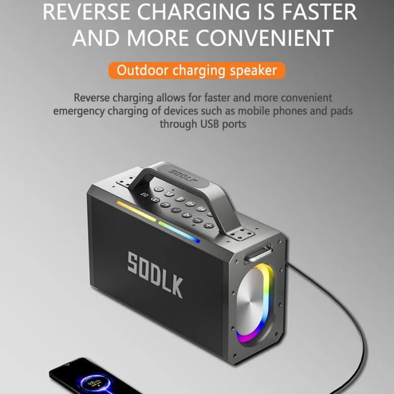 SODLK S1115 | Bocina Bluetooth 200W TWS Karaoke | Batería 24000mAh, RGB, Impermeable