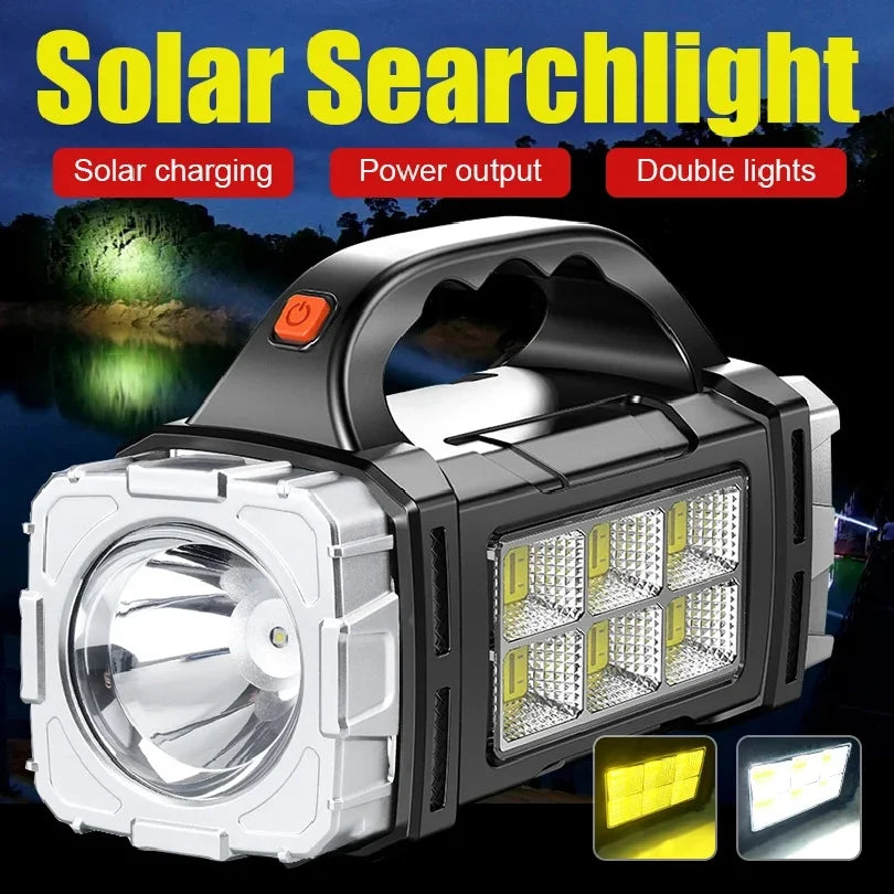 Linterna LED Recargable USB y Solar | Alta Potencia para Camping y Exteriores