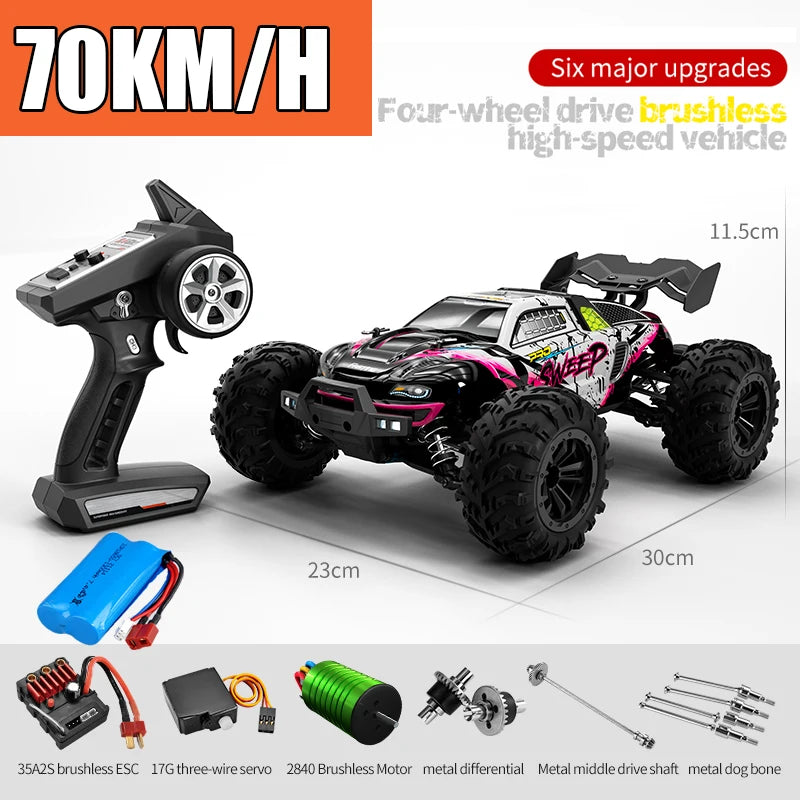 RC Monster Truck 4WD Brushless — 75km/h Off-Road 1/16 Scale | LED Headlights & Metal Parts