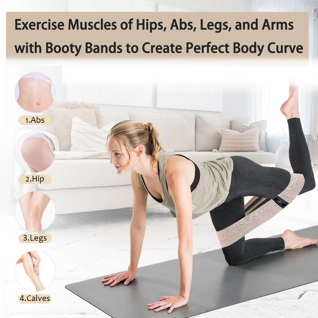 LINGPENG | Bandas de Resistencia Glúteos y Piernas | Set 3 Niveles, Tela Antideslizante, Yoga Gym