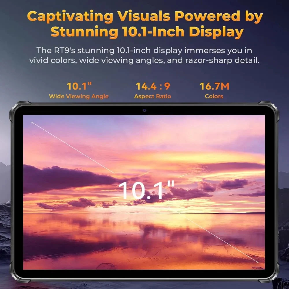 Tablet Robusta Oukitel RT9 10.1" | Android 14 | 24GB RAM + 256GB | 4G LTE | 11000mAh | Resistente al Agua | Huella Digital