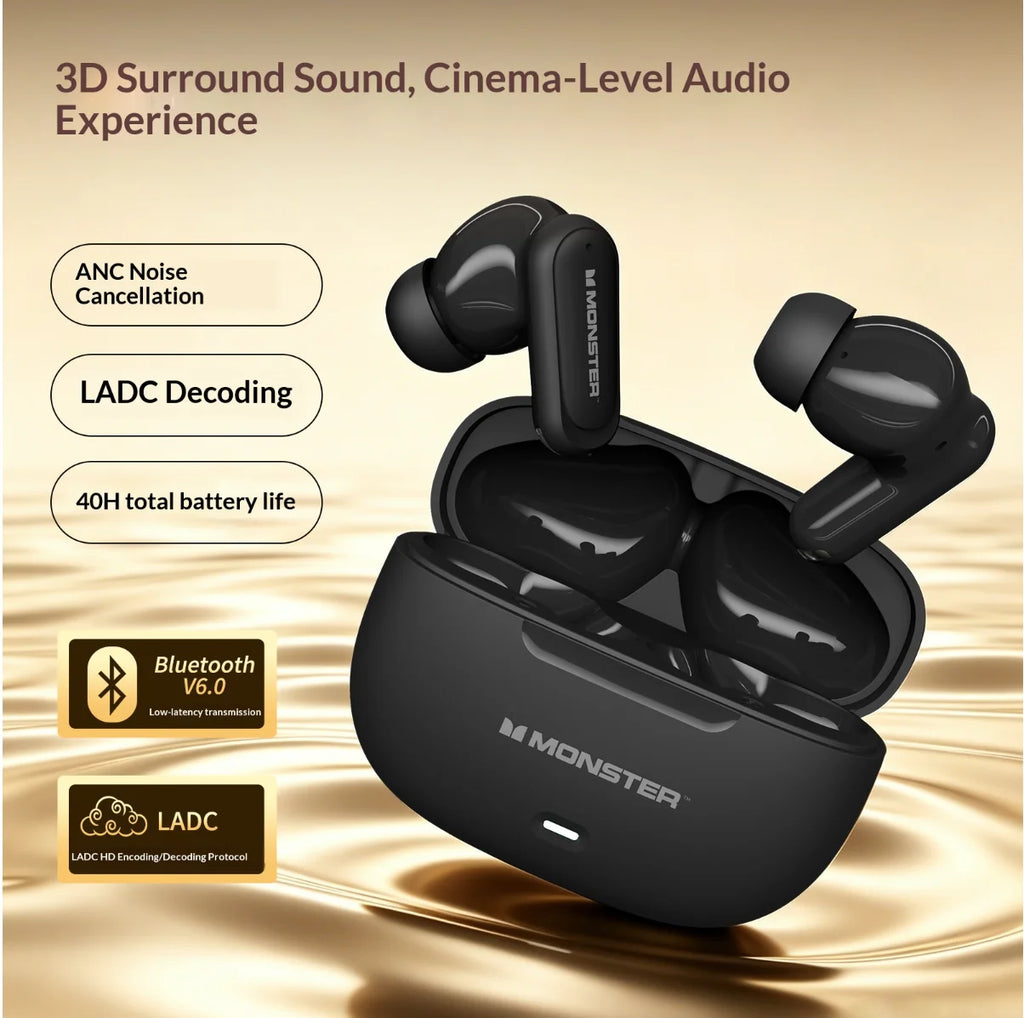 Monster HT20 - Auriculares Inalámbricos Bluetooth 6.0 con ANC | TWS In-Ear