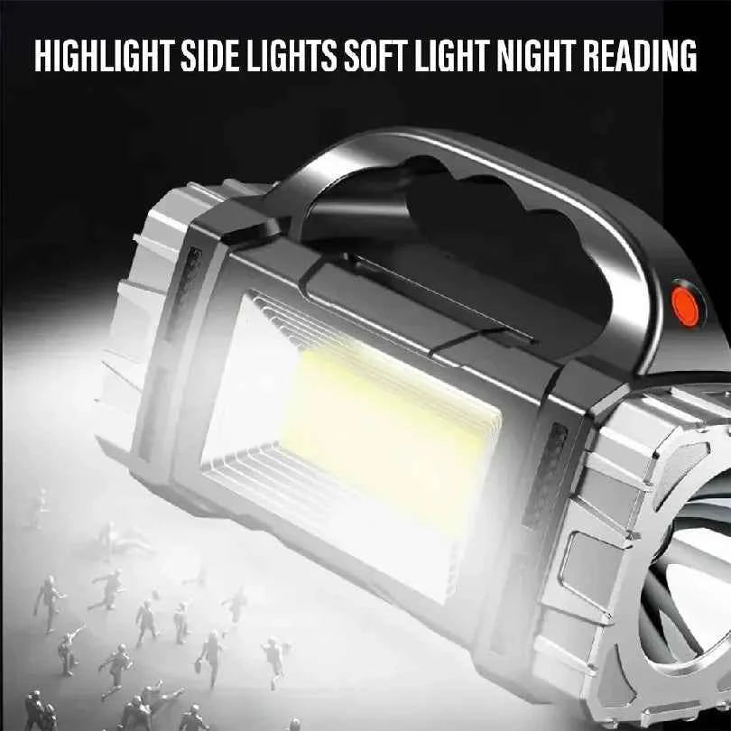 Linterna LED Recargable USB y Solar | Alta Potencia para Camping y Exteriores