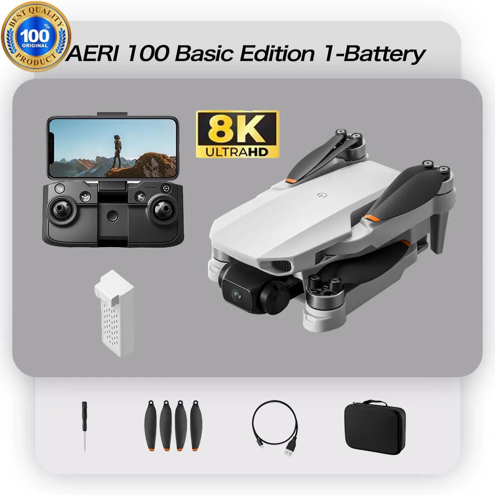 Dron Aeri100 VR – Cámara 8K HD, Motor Brushless, GPS, Evitación 360°, Diseño Aerodinámico 1:1
