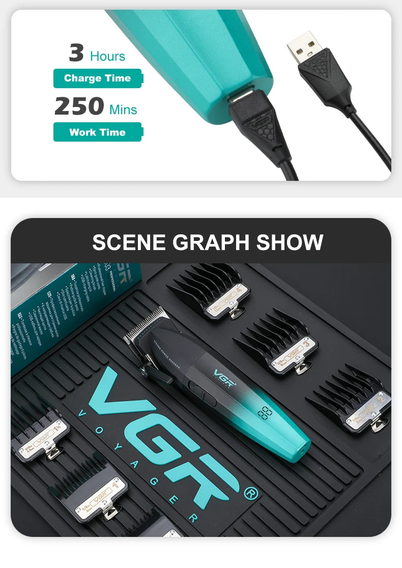 VGR V-003 Cordless Hair Clipper | USB Options / Máquina de corte VGR V-003