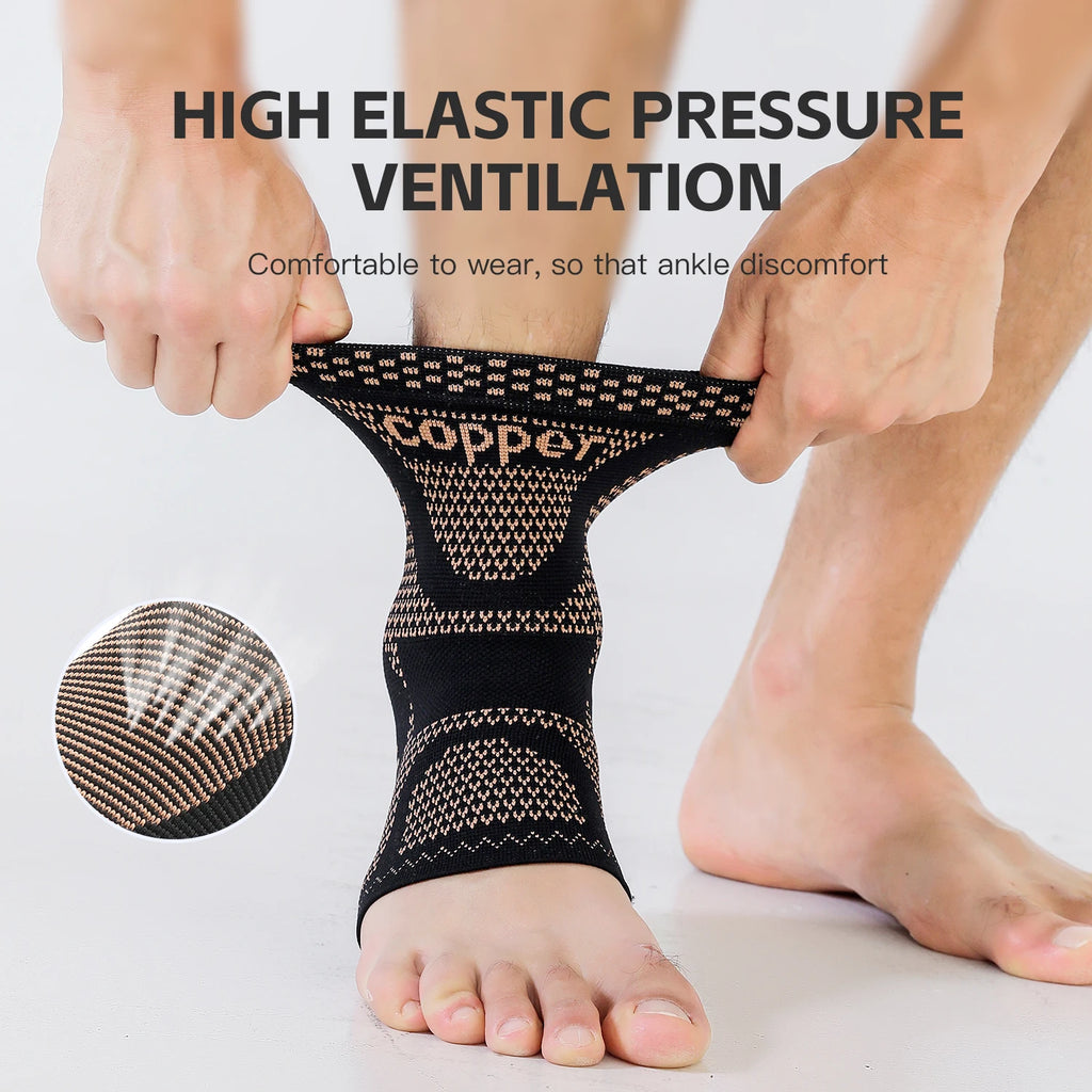 Copper Ankle Compression Sleeve | Elastic Knit Support for Sports & Daily Use