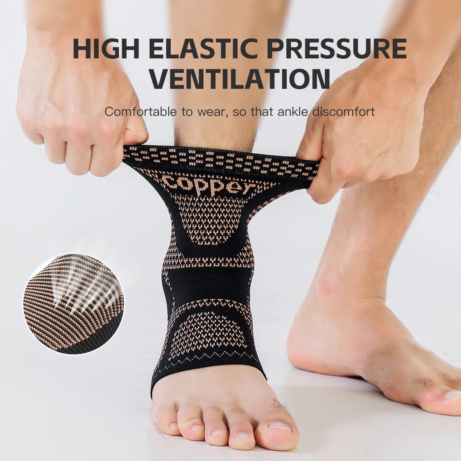 Copper Ankle Compression Sleeve | Elastic Knit Support for Sports & Daily Use