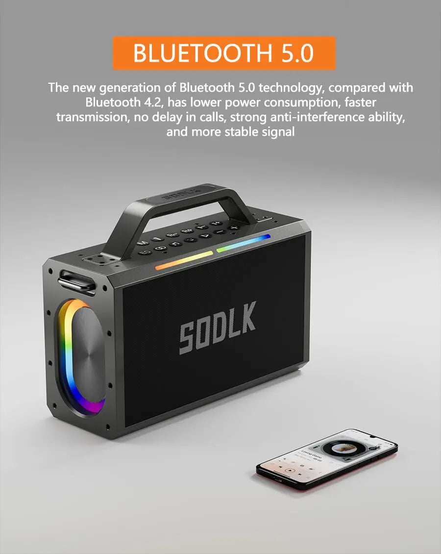 SODLK S1115 | Bocina Bluetooth 200W TWS Karaoke | Batería 24000mAh, RGB, Impermeable