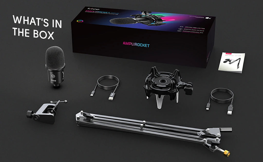 FIFINE K651 USB Dynamic Microphone Kit | Boom Arm | RGB Shock Mount | Cardioid | Streaming & Podcast