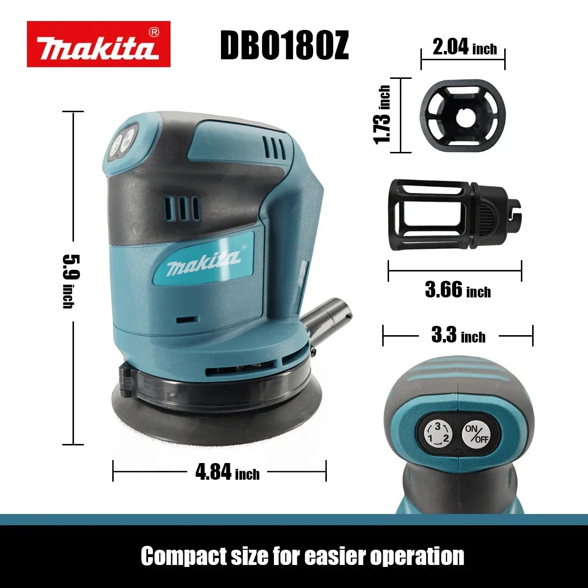Makita DBO180Z | 18V Brushless Random Orbital Sander | USB-C