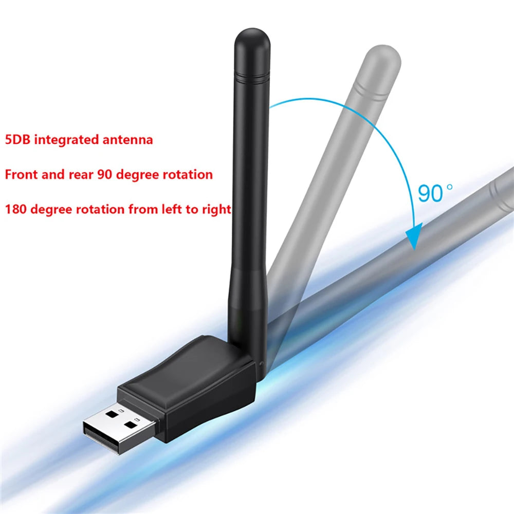 Mini USB WiFi Adapter 150Mbps – 2.4GHz Wireless Network Card with Antenna | PC & Laptop