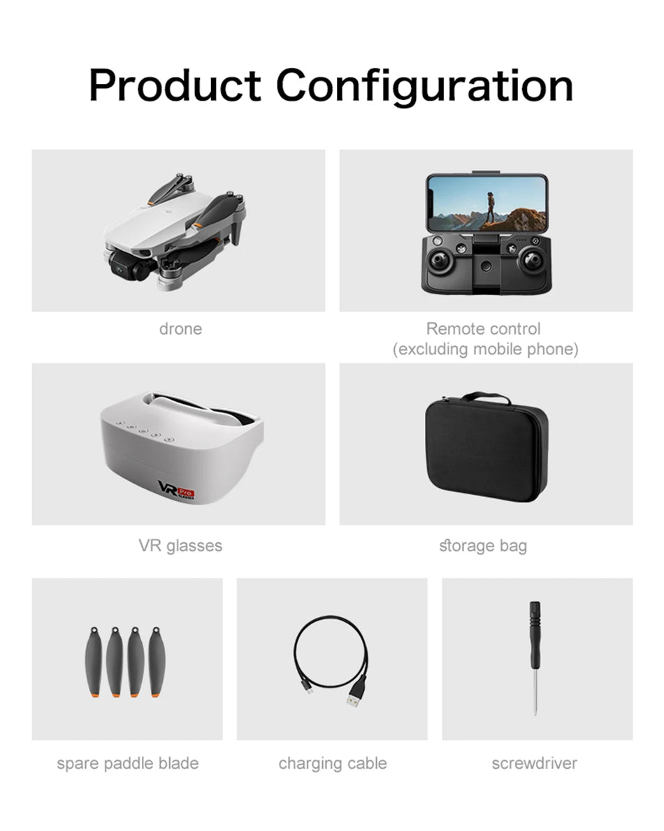 Dron Aeri100 VR – Cámara 8K HD, Motor Brushless, GPS, Evitación 360°, Diseño Aerodinámico 1:1