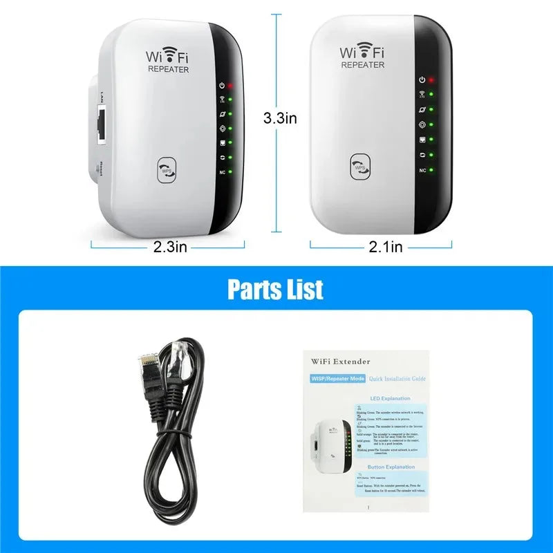 Repetidor WiFi 300Mbps | Amplificador de Señal 2.4GHz | Modos Repetidor, AP y LAN | Hogar y Oficina