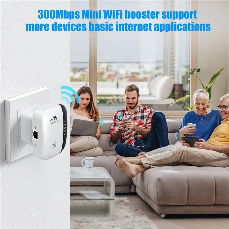 Repetidor WiFi 300Mbps | Amplificador de Señal 2.4GHz | Modos Repetidor, AP y LAN | Hogar y Oficina