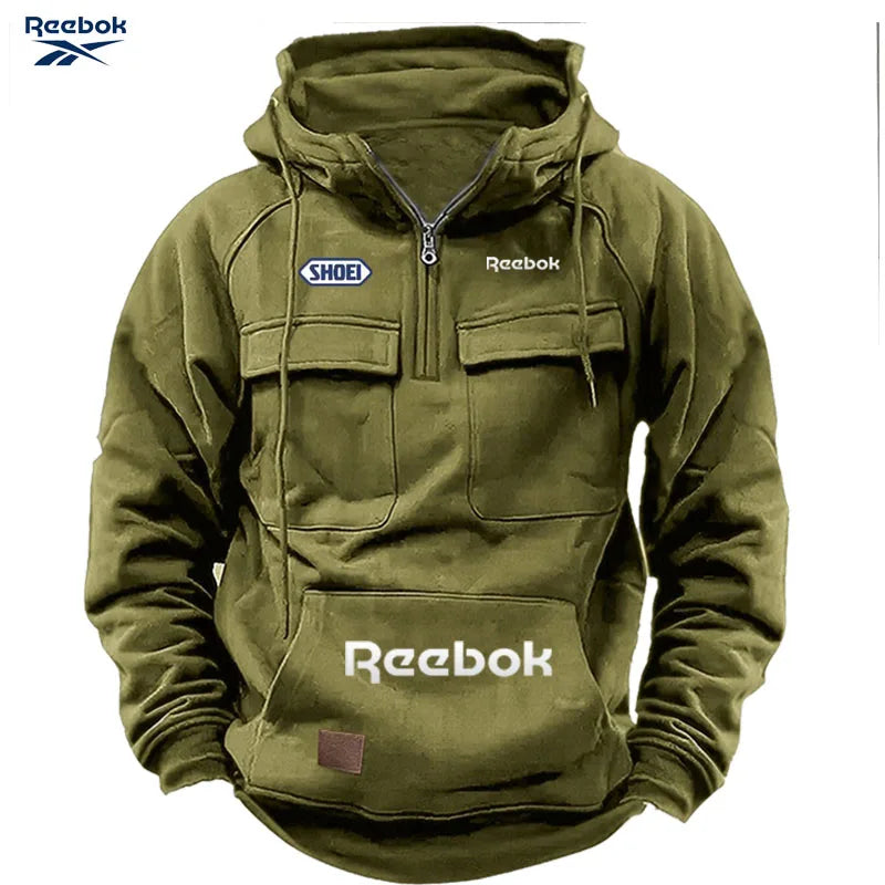 Reebok Men's Pullover Hoodie | Thick Polyester Knit | Autumn & Winter