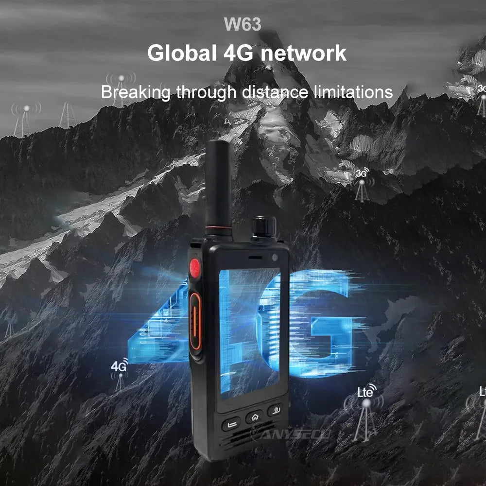 ANYSECU W63 | Walkie Talkie 4G PTT IP68 NFC GPS | Zello RealPTT Android