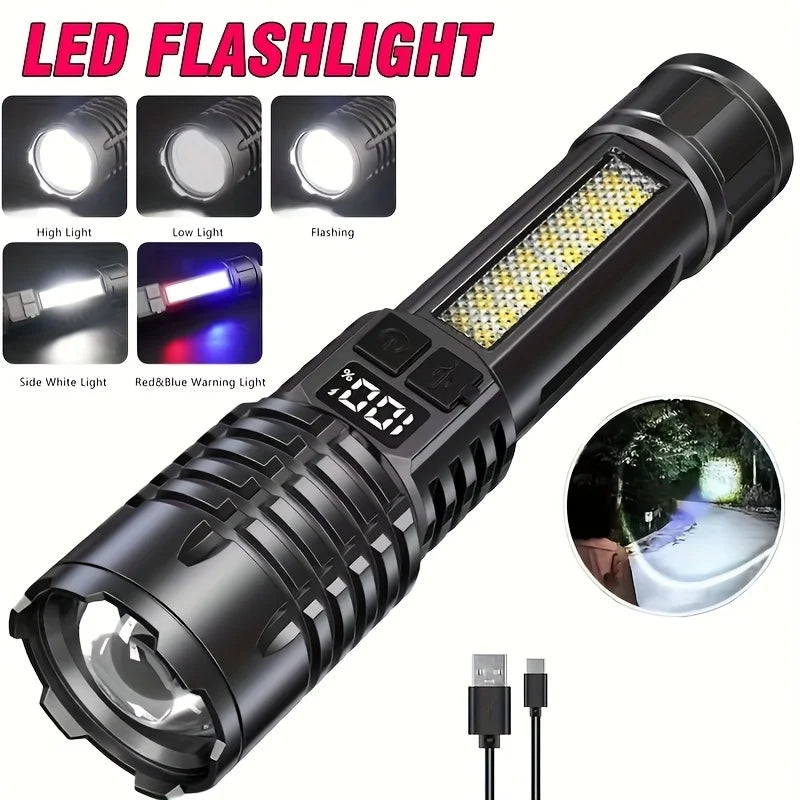 Rechargeable LED Flashlight | Adjustable Zoom | Linterna para Camping