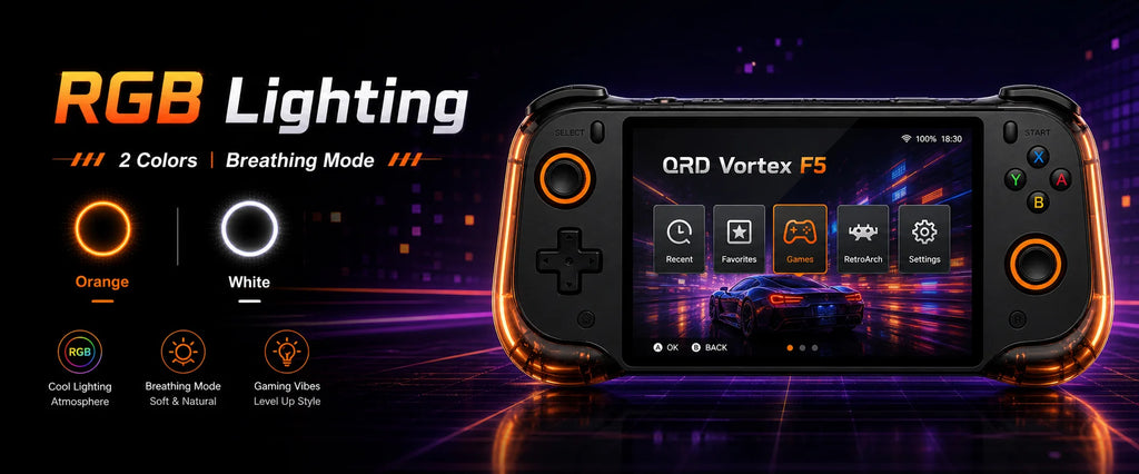 QRD Vortex F5 Retro Handheld Game Console | 5.5" IPS | RK3566 | Hall Joystick | 15000+ Games | HDMI