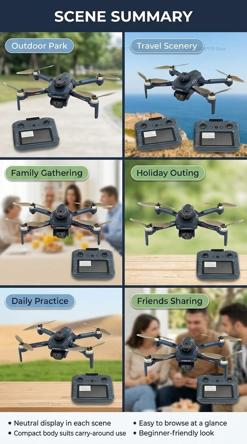 Dron GT8 Cámara Dual 8K HD GPS – Motor Brushless, Gimbal 3 Ejes, WiFi FPV, Pantalla 4.3", Plegable