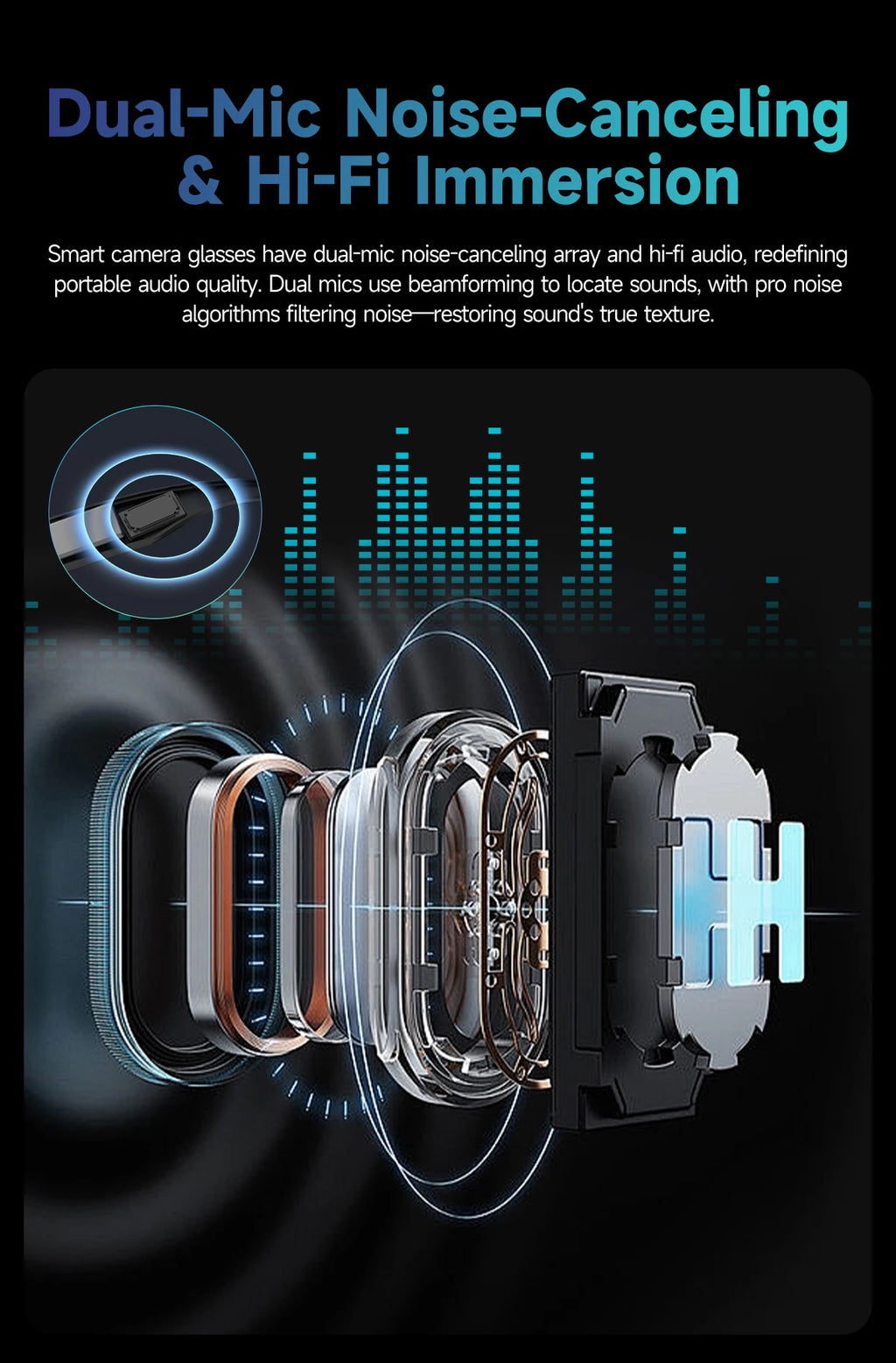 Lentes Inteligentes GUHUAVMI con Cámara IA y ChatGPT | 800W, Doble Lente, Bluetooth 5.3