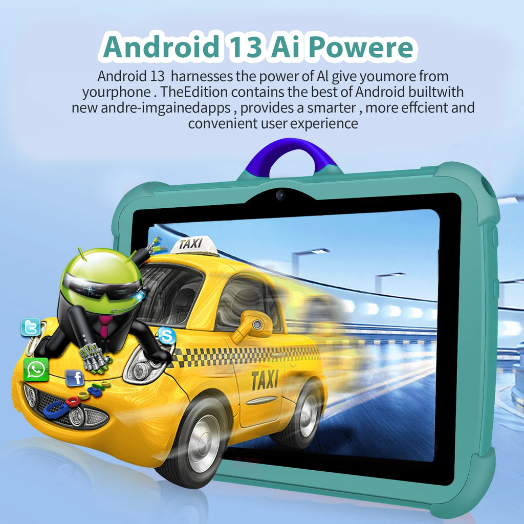Tablet Infantil BDF 7" | Android 13 | 4GB RAM + 64GB | Quad-Core | WiFi | 4000mAh | Verde, Rosa, Naranja, Azul