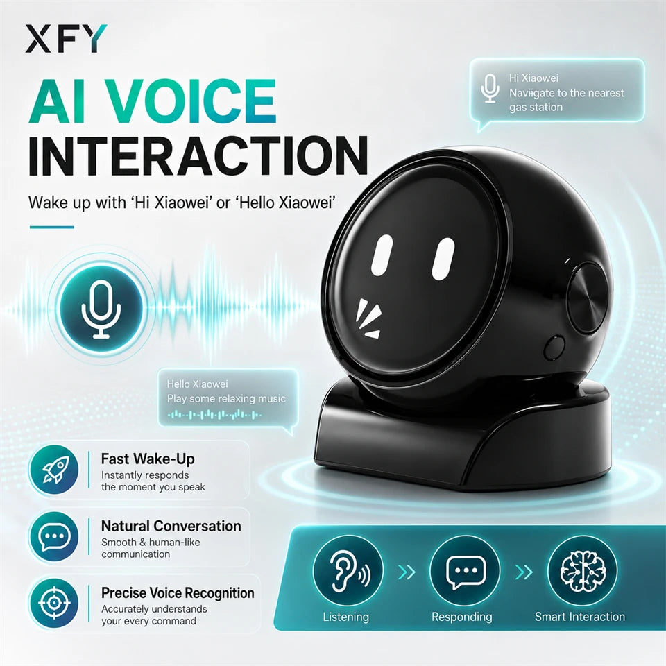XFY X-01 AI Voice Robot for Car — Smart Assistant | Hands-Free Navigation, Music & Calls