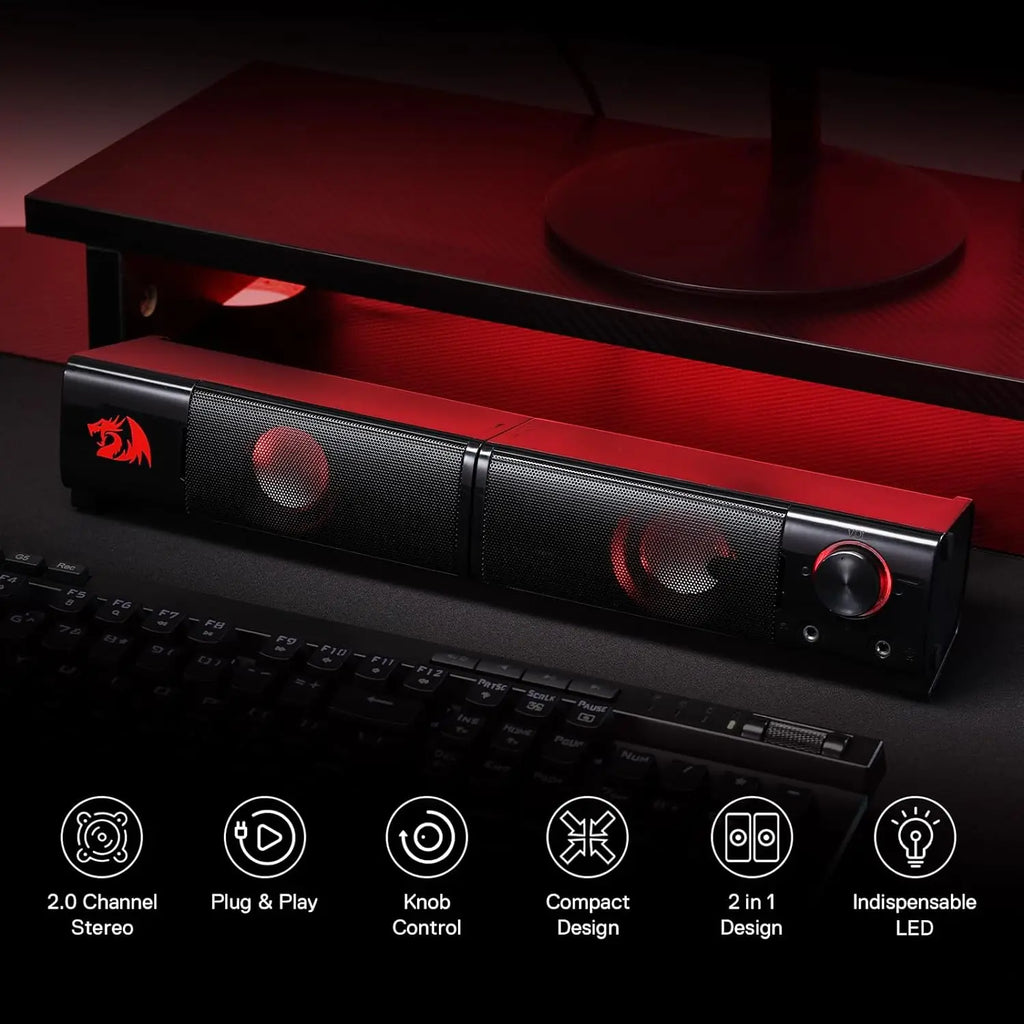 Redragon GS550 Gaming Speakers | 2.0 USB Soundbar | Altavoces