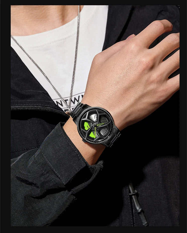 SANDA 1087 Men's Sports Quartz Watch | 360° Rotating Dial | Chronograph | Leather & Steel | Waterproof