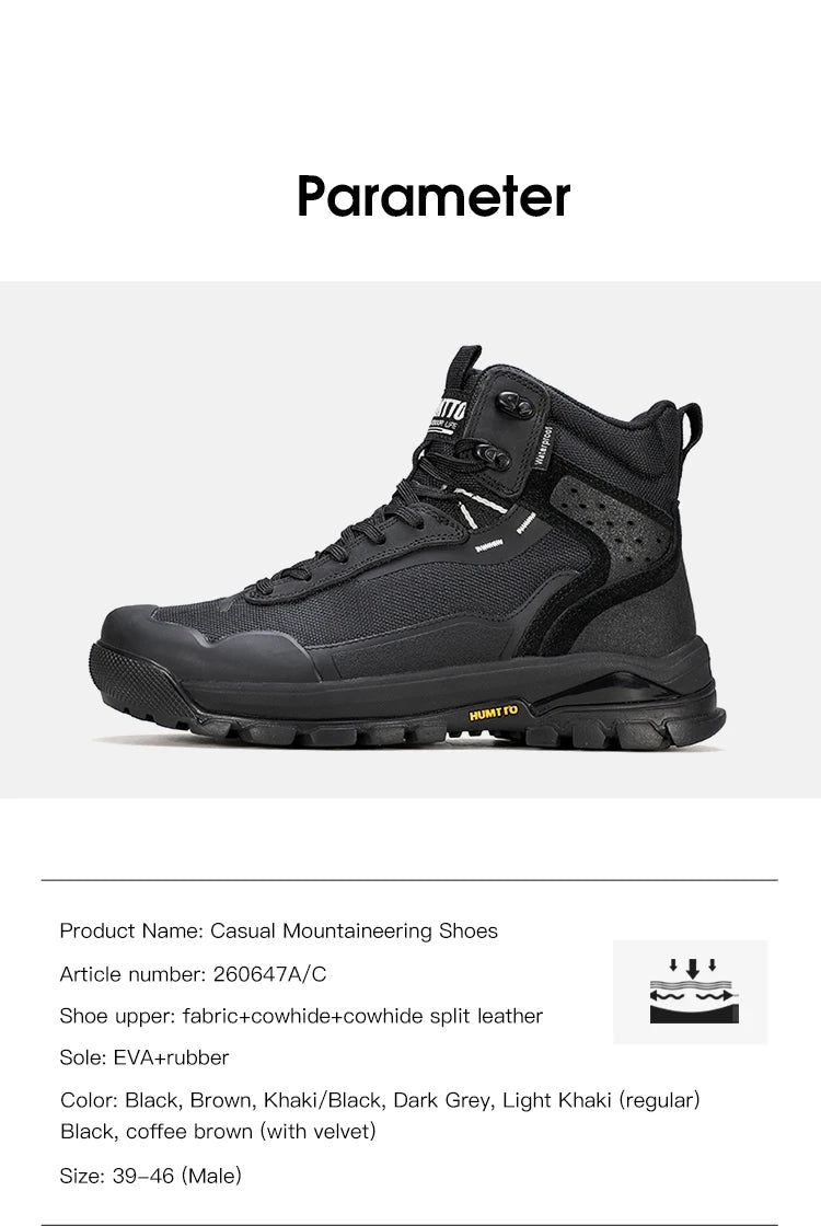 HUMTTO Men's Hiking Shoes | Lace-Up & Rubber Sole | Outdoor Walking
