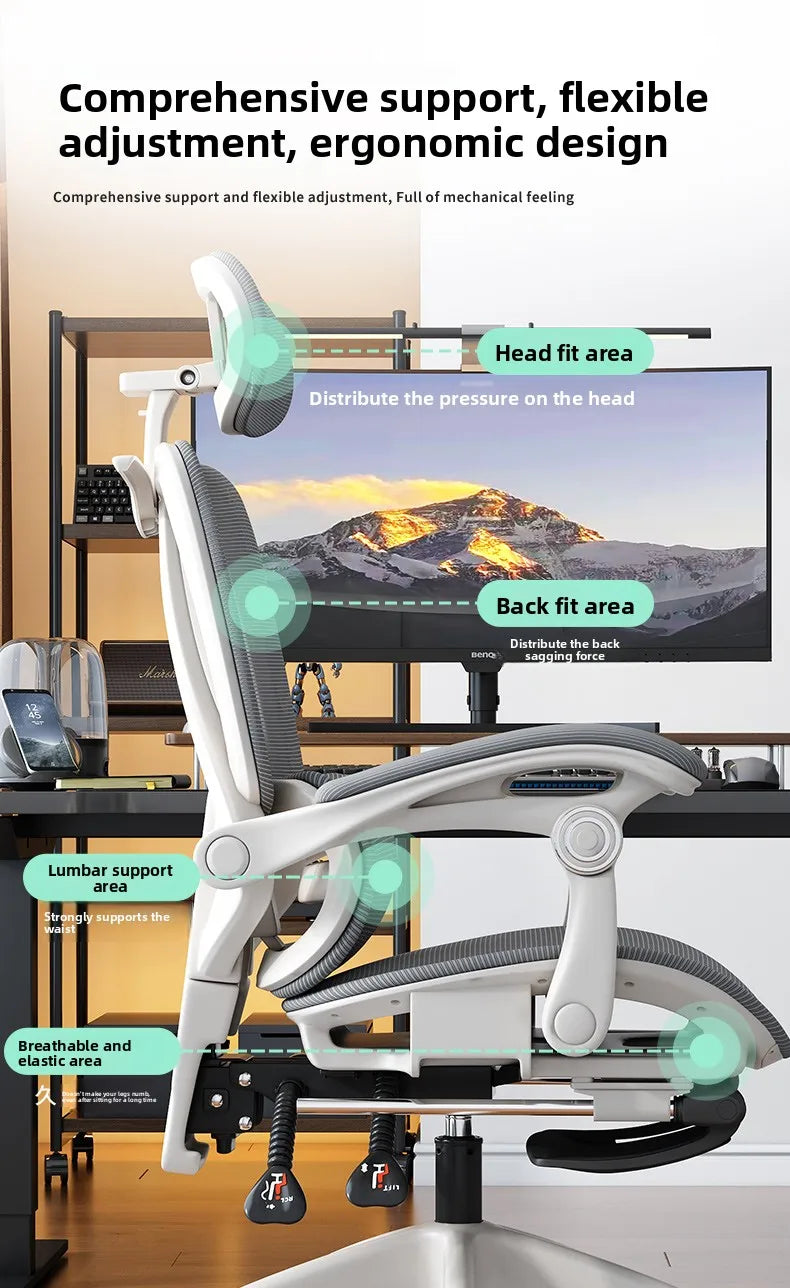 Ergonomic Office Chair | Reclining & Footrest | Lumbar