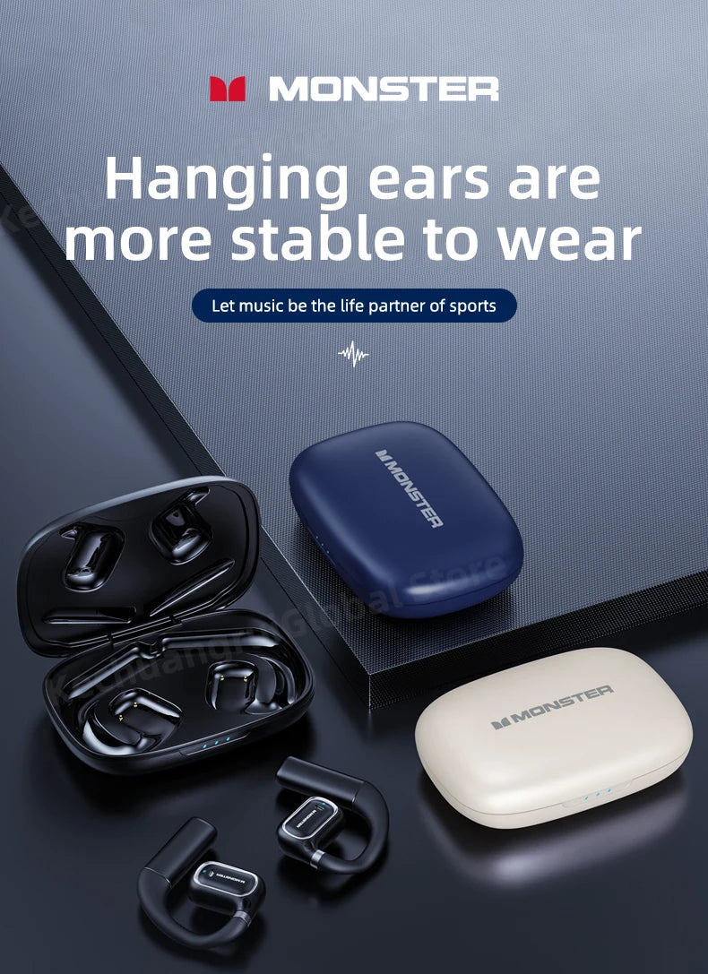 Monster XKO01 - Auriculares TWS Bluetooth 5.3 | 28h Batería | ENC | Ear Hook