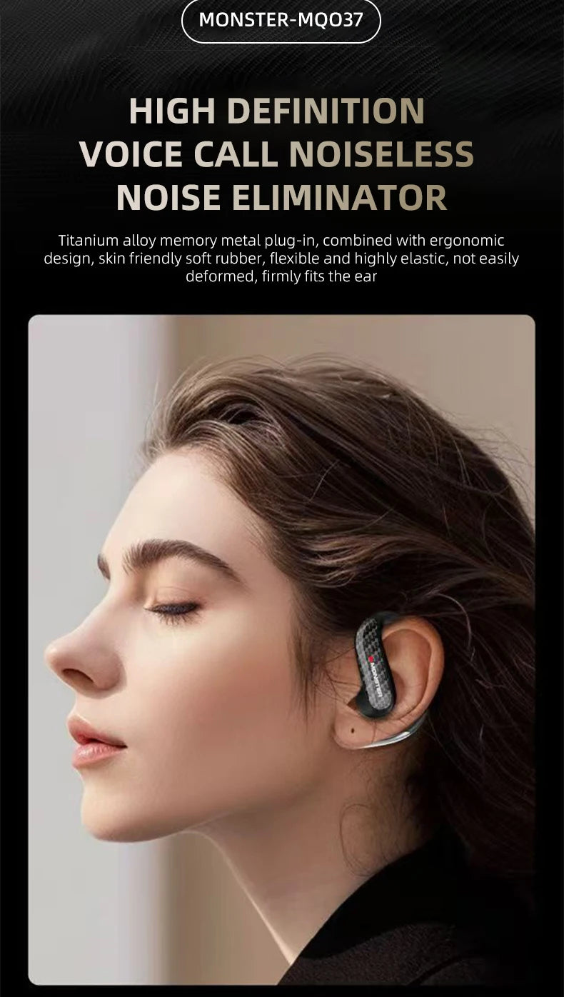 Monster MQO37 - Auriculares Gaming TWS Bluetooth 6.0 | ANC | OWS Ear Hook | HiFi