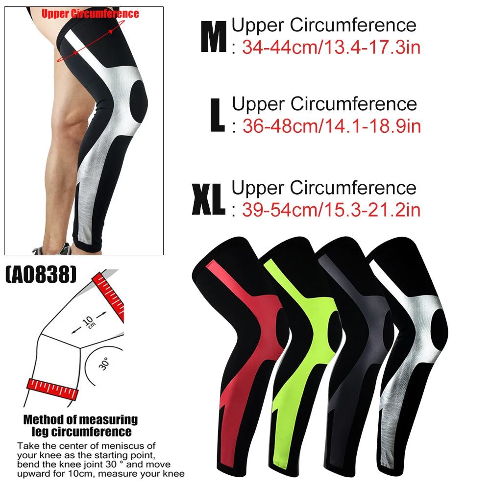 Sport Leg Compression Sleeve | Knee Support & Warmers for Cycling, Running & Football | Sizes M-XL