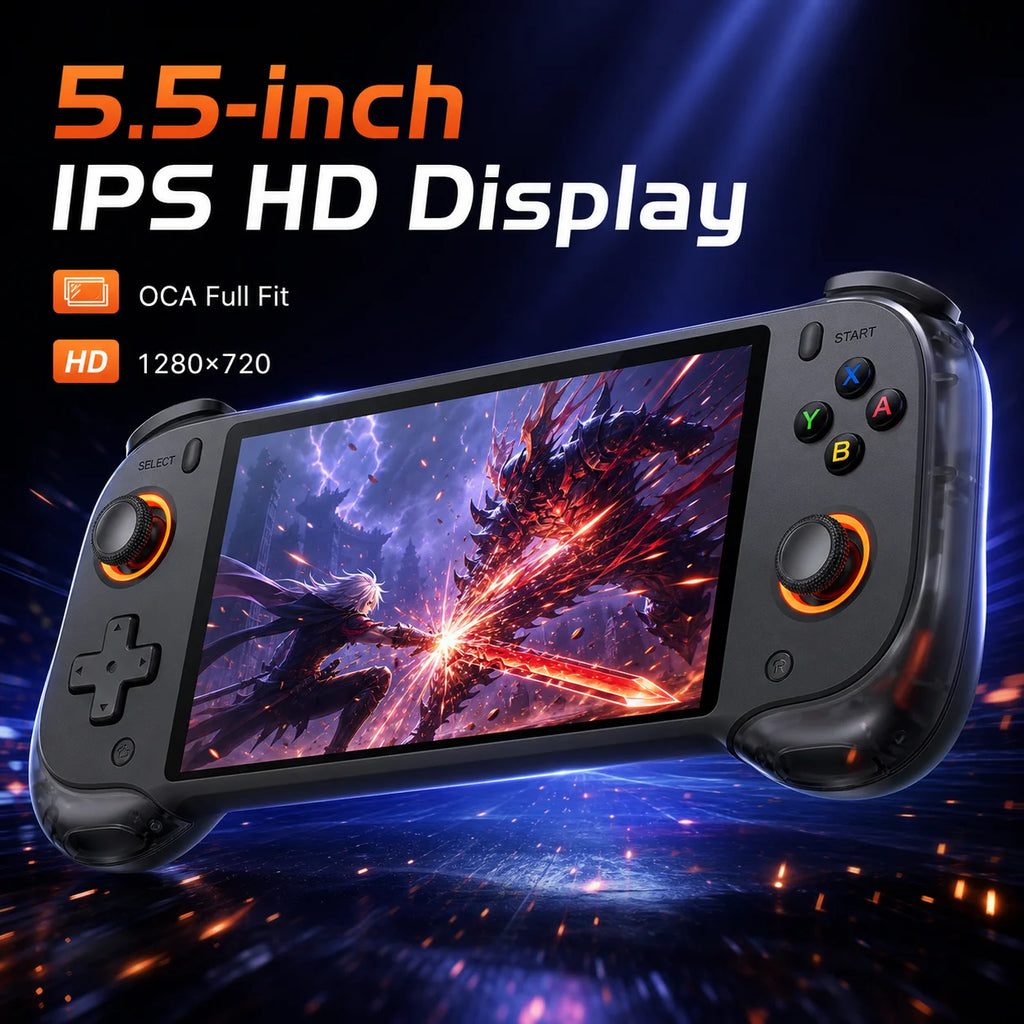 QRD Vortex F5 Retro Handheld Game Console | 5.5" IPS | RK3566 | Hall Joystick | 15000+ Games | HDMI