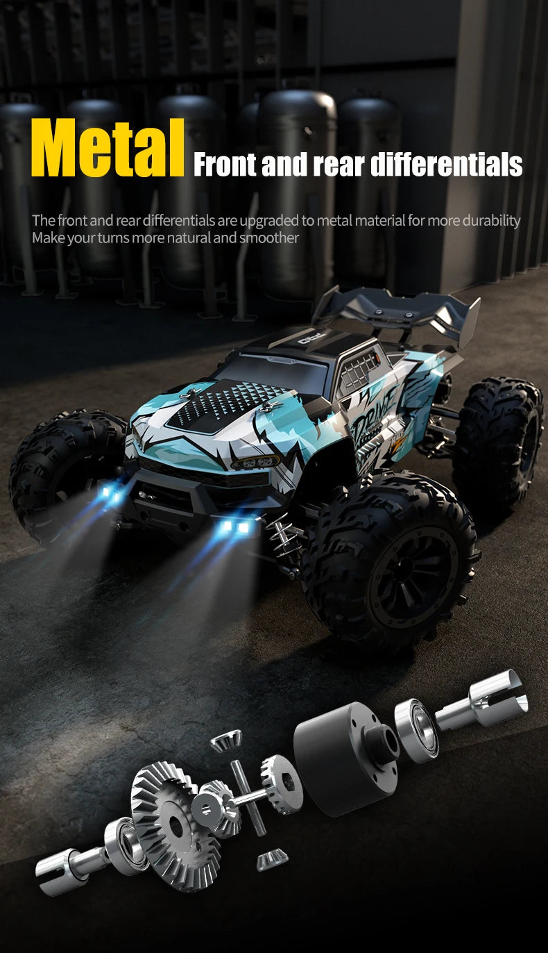 RC Monster Truck 4WD Brushless — 75km/h Off-Road 1/16 Scale | LED Headlights & Metal Parts