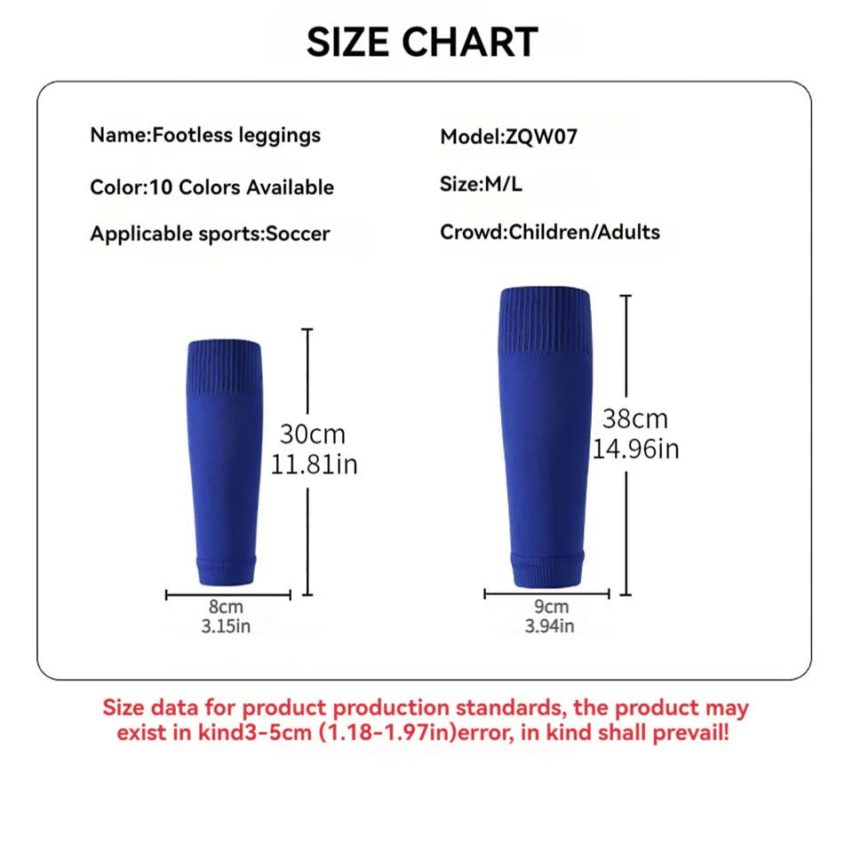 Soccer Leg Compression Sleeve & Shin Guard Socks | Calf Protection for Sports | 10 Colors M/L