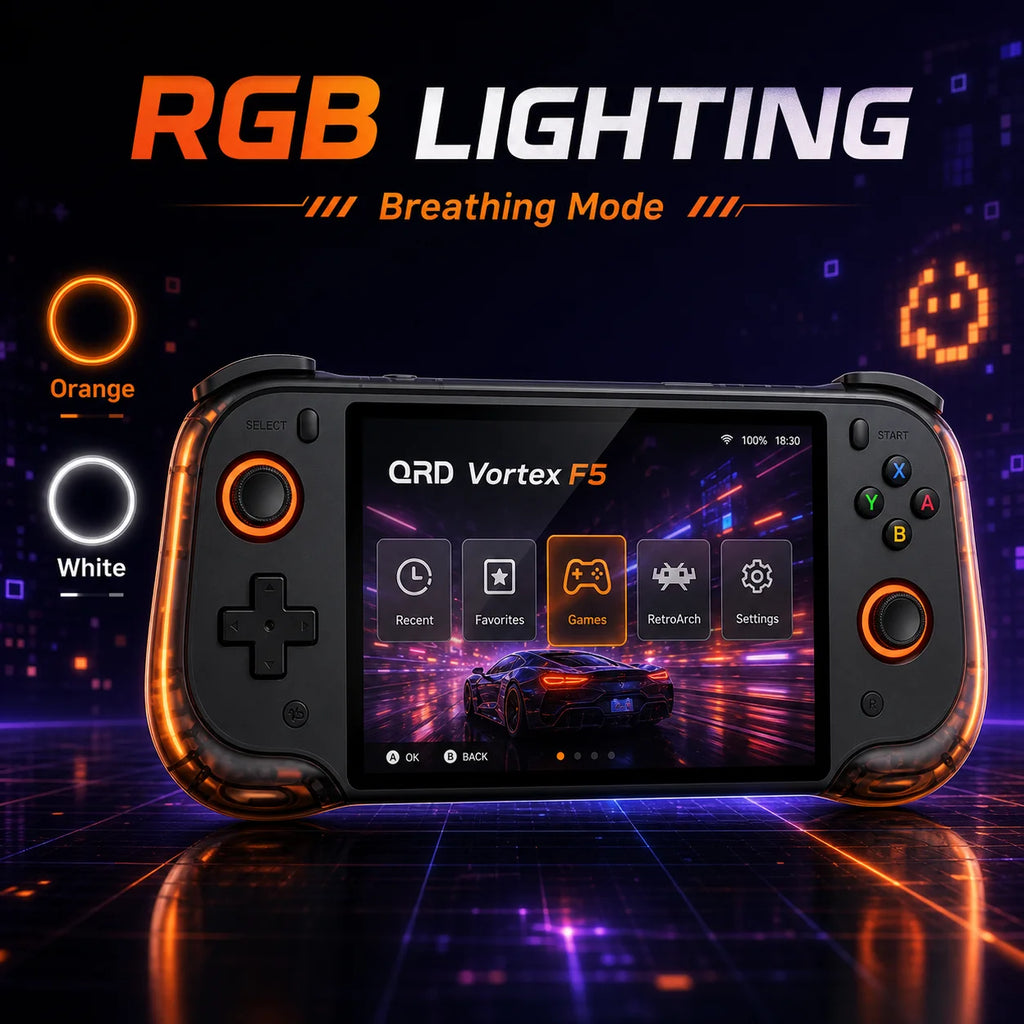 QRD Vortex F5 Retro Handheld Game Console | 5.5" IPS | RK3566 | Hall Joystick | 15000+ Games | HDMI