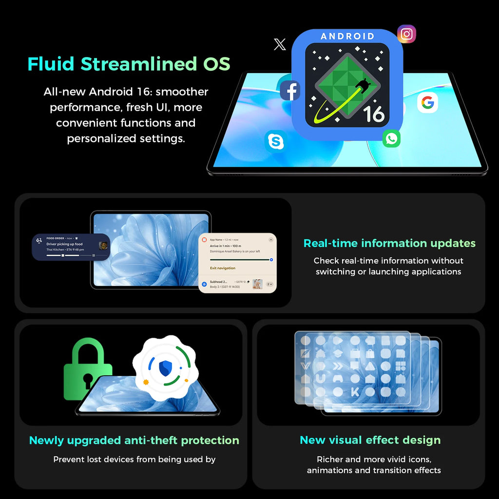Tablet Teclast P50T 11" | Android 16 | 16GB RAM + 128GB | Octa-Core | 90Hz | 8000mAh | GPS | WiFi 5 | Netflix