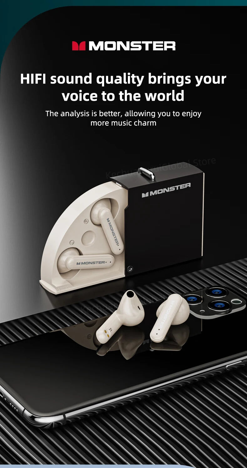 Monster XKT17 - Auriculares TWS Bluetooth 5.3 con ANC | HiFi | Gaming y Deportes