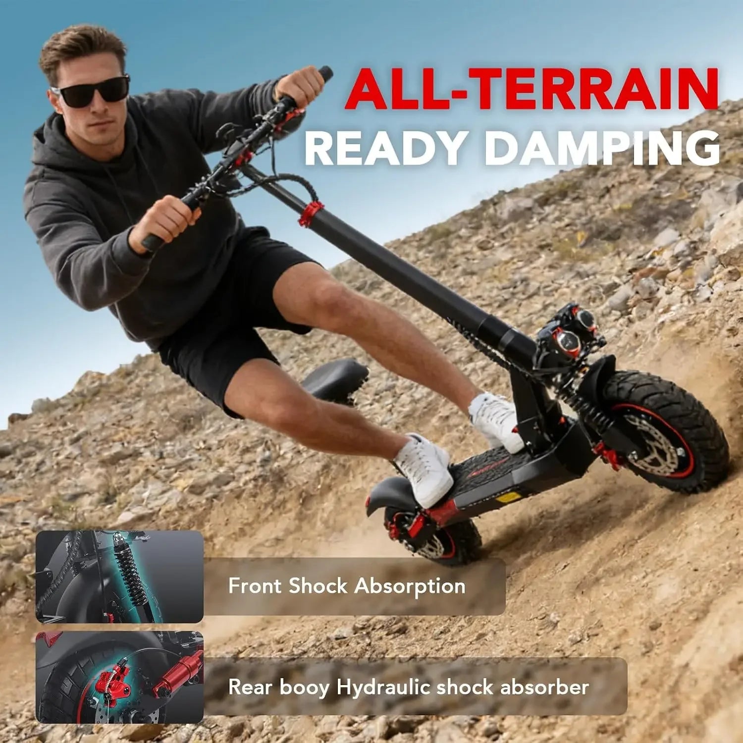 Scooter Eléctrico para Adultos J01 | 800W, 48V, 30mph, 28 mi, Asiento, Llantas Off-Road 10"