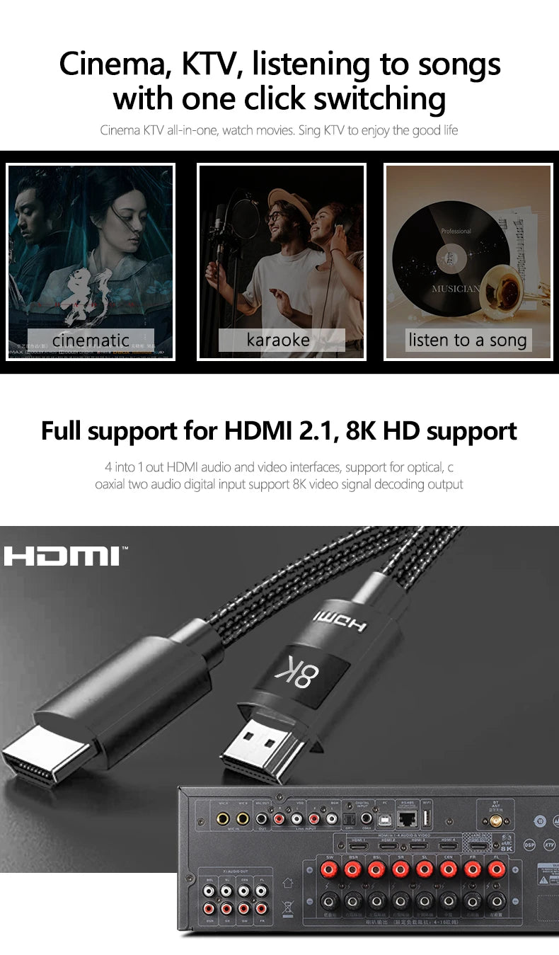 PAHOPE MK-8000 7.1 Home Theater AV Receiver | 8K 3D | DTS Digital HD | Karaoke | 110V & 220V