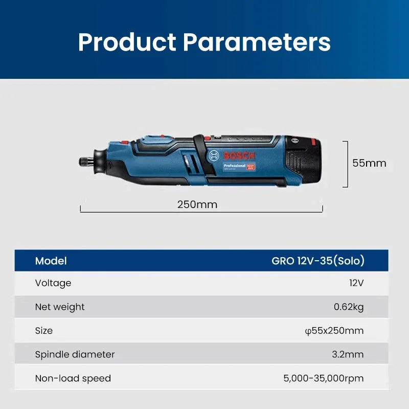 Bosch GRO 12V-35 | Cordless Rotary Tool | Battery Options