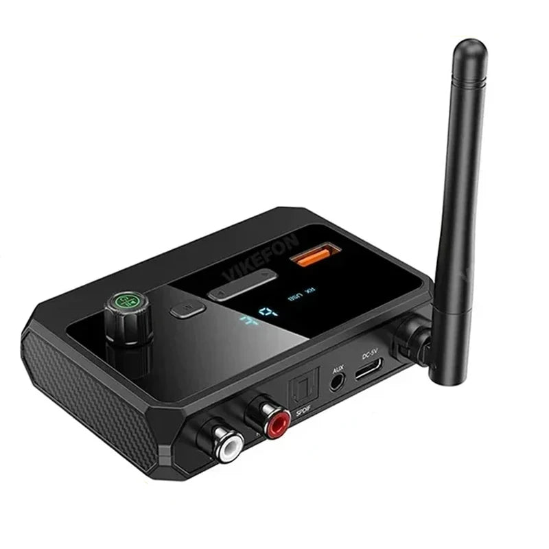 Bluetooth 5.3 Audio Receiver | RCA, AUX & Optical Output | U-Disk Playback | Wireless Adapter for Stereo & Car Speakers