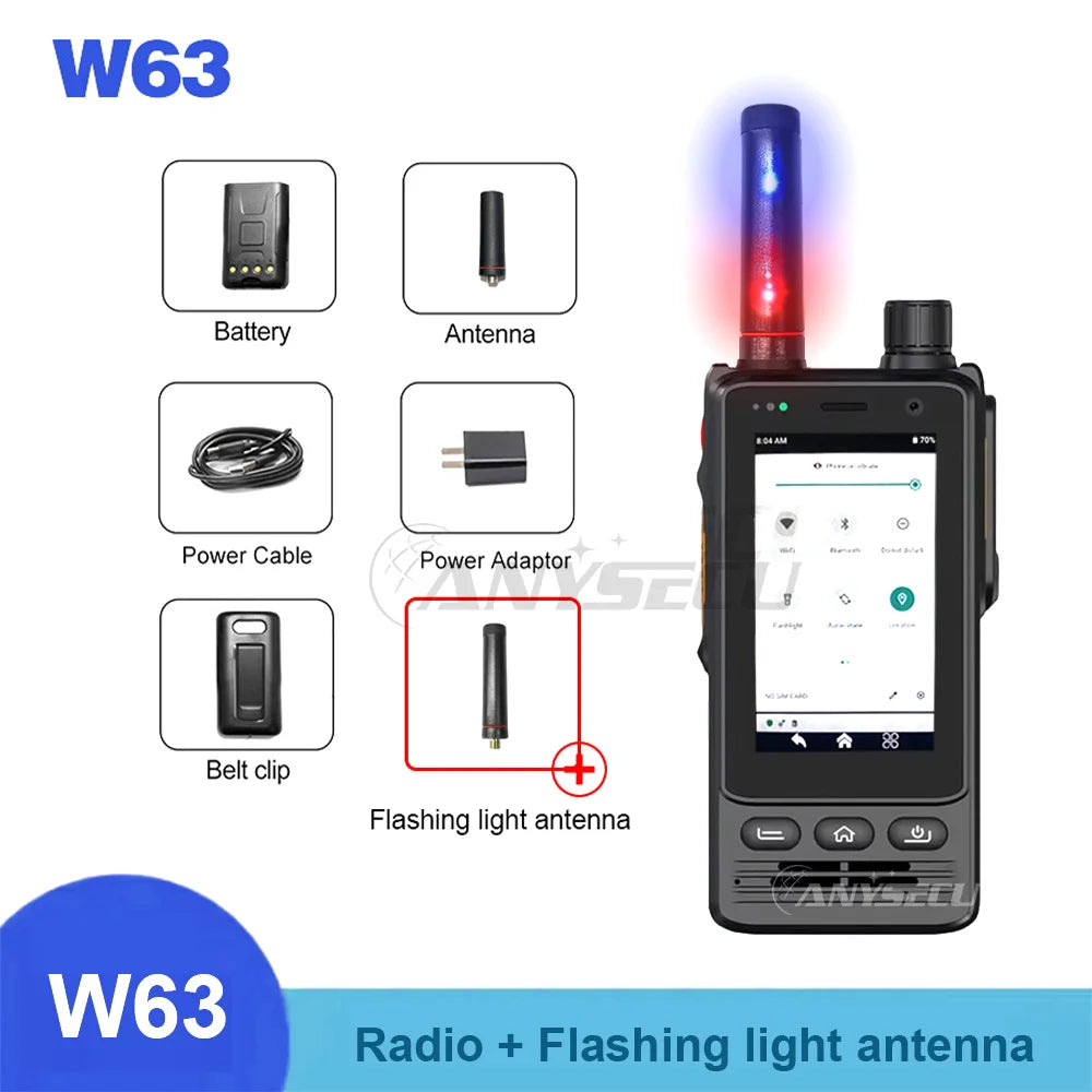 ANYSECU W63 | Walkie Talkie 4G PTT IP68 NFC GPS | Zello RealPTT Android