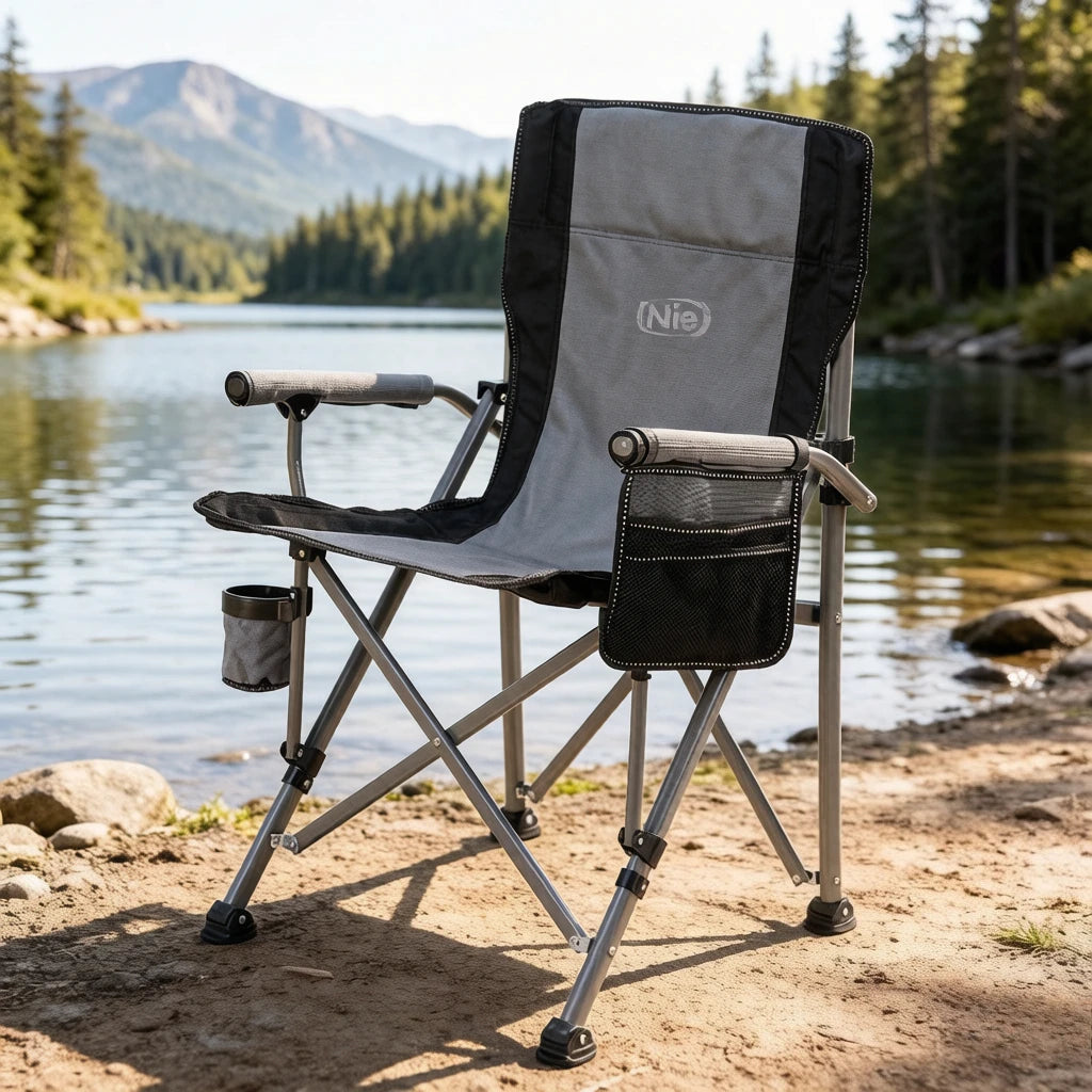 Large Folding Camping Chair | Steel Frame & PU Armrests / Silla plegable