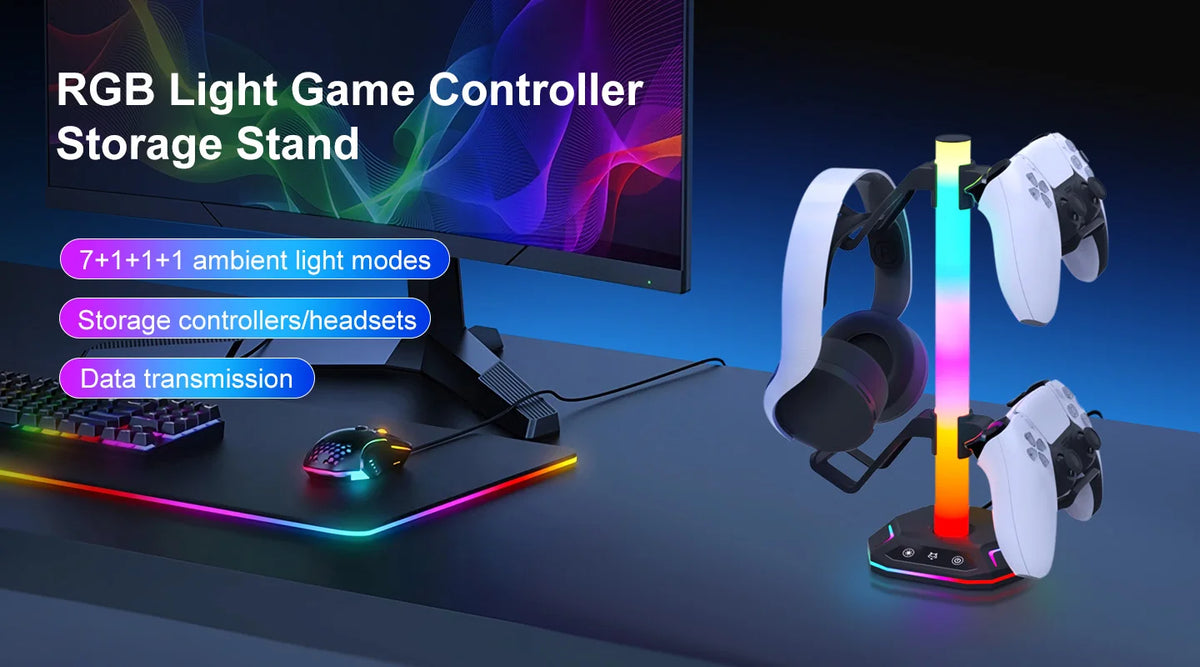 REMANK Controller Holder | RGB Light Stand | PS5, PS5 Slim, PS4, Xbox, PC
