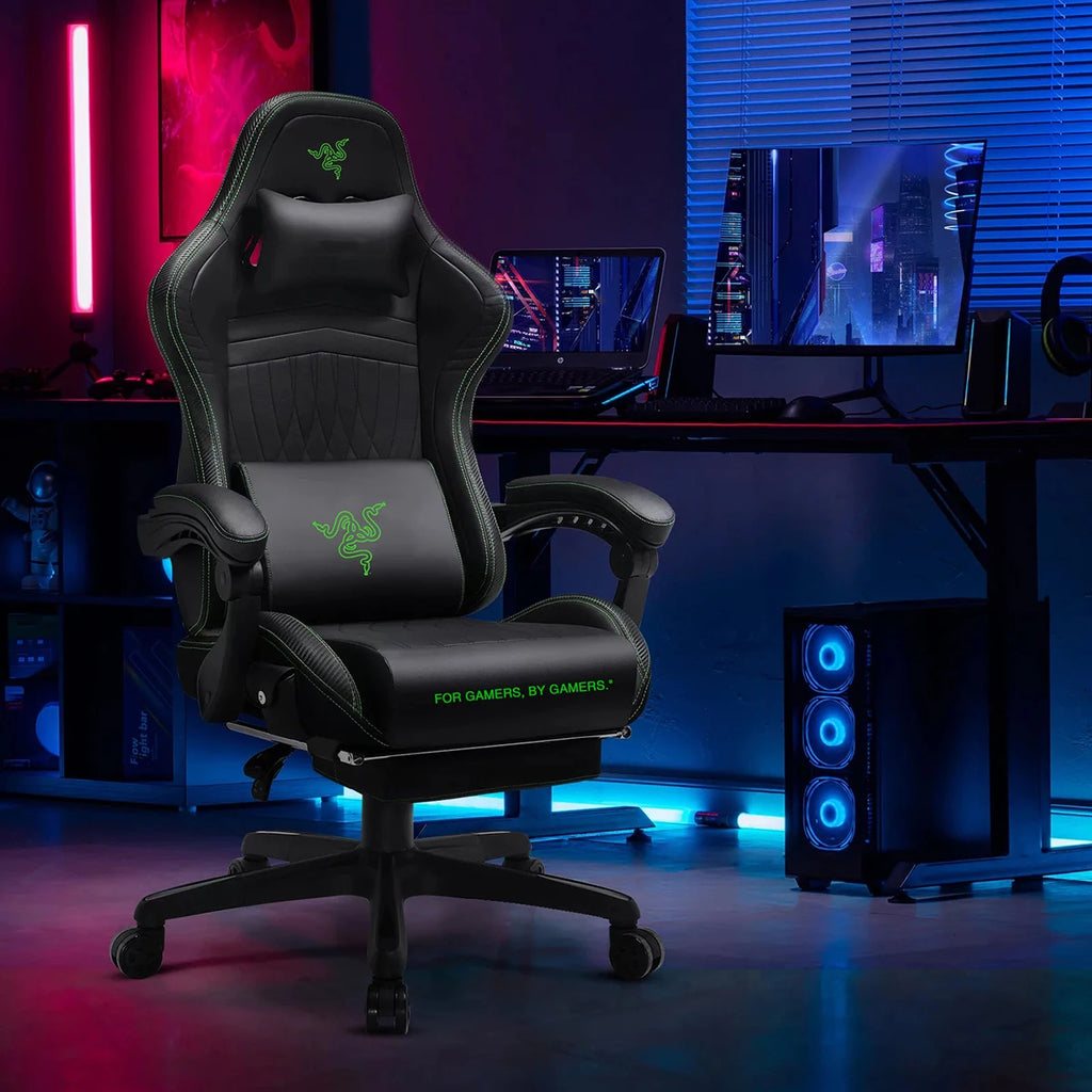 Racing Gaming Chair | Bluetooth Speaker & Footrest | PU Leather